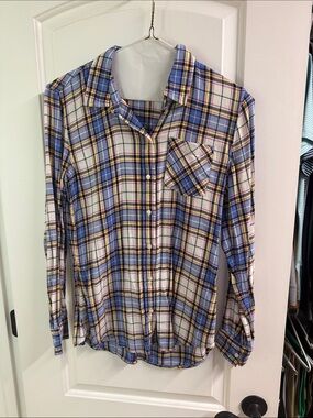 GAP Blue White Plaid Button-Down Shirt